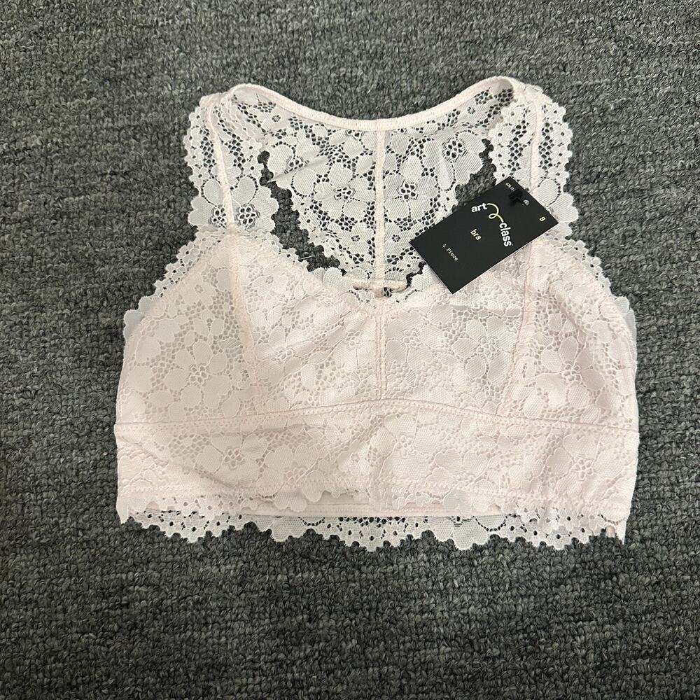 Art Class Girls' All Over Lace Bralett Pink Size Small